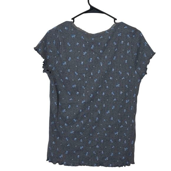 NWT Torrid Lace Trim Fitted Scoop Tee Floral Size 00 Lettuce Edge Ribbed - Picture 2 of 8